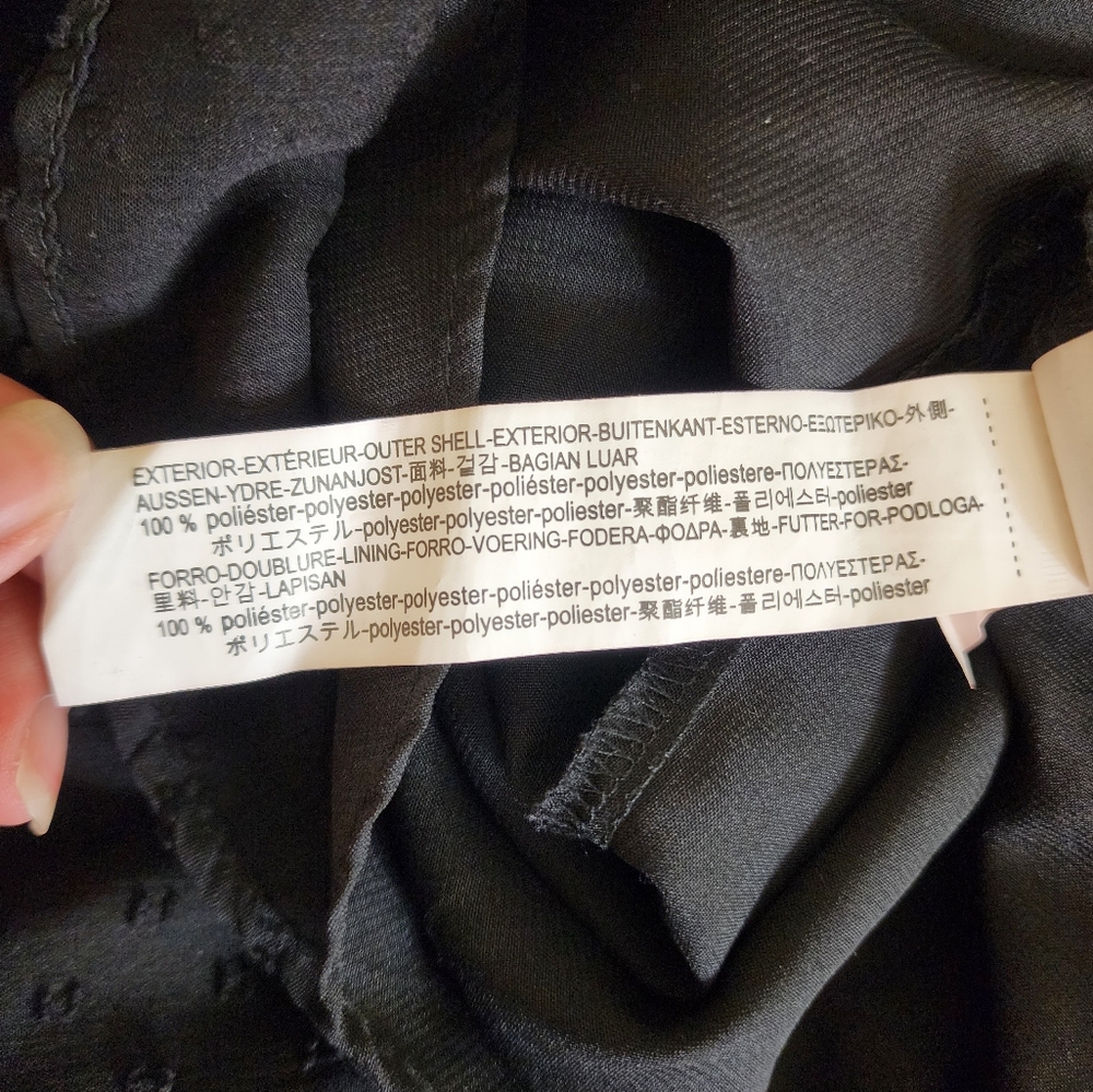 ZARA Trafaluc Black Embroidered Floral Long Sleeve Tassel Chiffon Top Boho XS - Picture 11 of 12